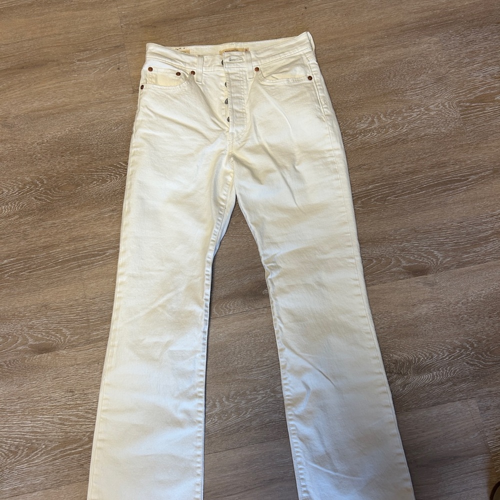 Brand New Premium Levi's White Denim Wedgie Bootcut Jeans